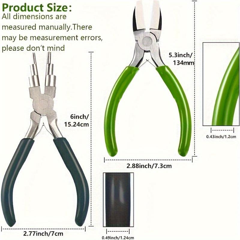 2pcs/set 6 In 1 Bail Making Pliers Jewelry Bail Pliers, Nylon Nose Pliers for Jewelry Making Beading Looping Shaping Wire DIY Crafts