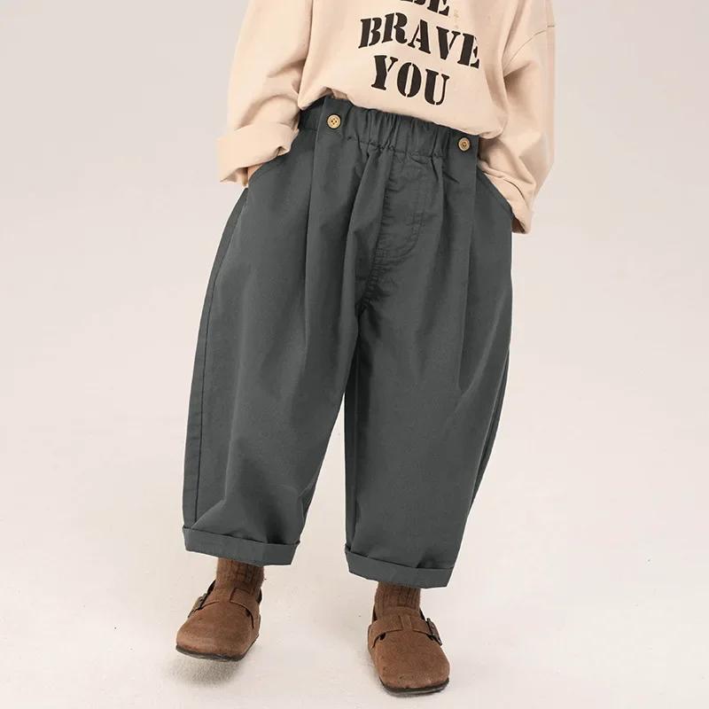 Spring Autumn Children Clothing Boys Casual Pants Loose Korean Style Solid Color Casual Simple Pants