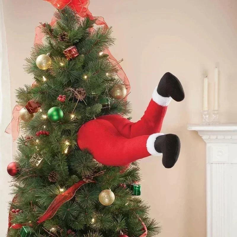 2024 Santa Claus Elf Plush Stuffed Leg Decoration Christmas Tree Ornaments Elf Long Legs Pendants New Year Christmas Party Decor