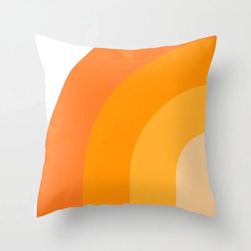 45*45Cm Orange Color Throw Pillow Case Mid Century Geometric Cushion Covers For Home Sofa Chair Decorative Pillowcases