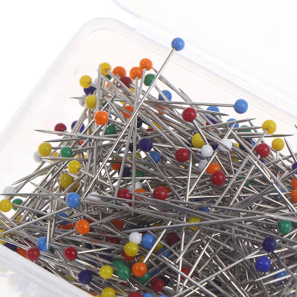 For Dressmaking DIY Sewing Tools Positioning 100Pcs/Box 45mm Colorful Round Pearl Head Needles Stitch Straight Push Sewing Pins