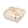 Microwavable Japanese-Style Wheat Straw Lunch Box Set with Compartments for Students and Office Workers