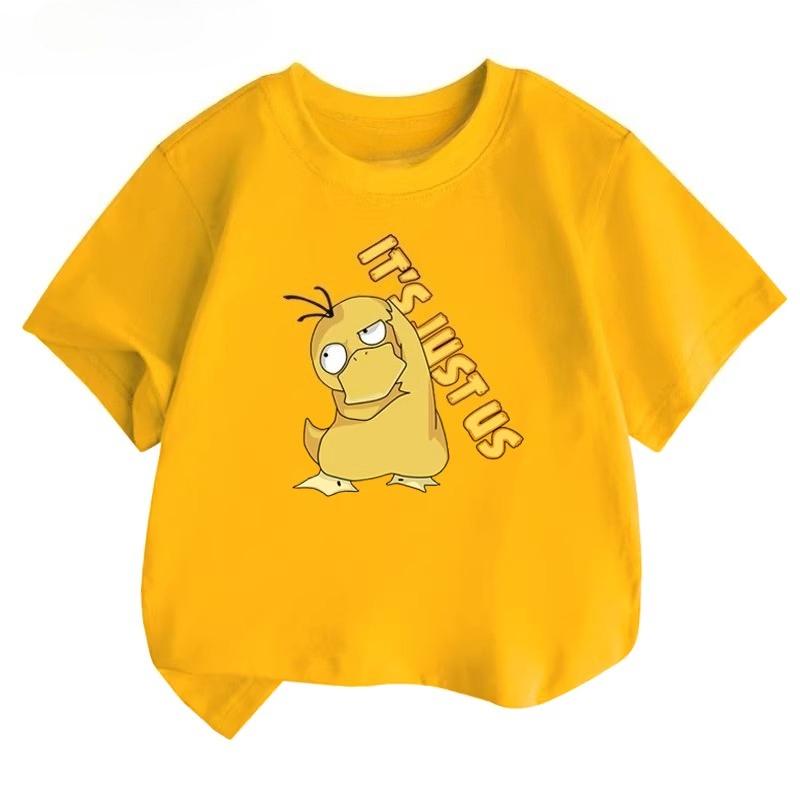 Potdemiel  100 Cotton Childrens Summer TShirt with Pikachu and Psyduck Print Unisex Size Comfortable and Breathable