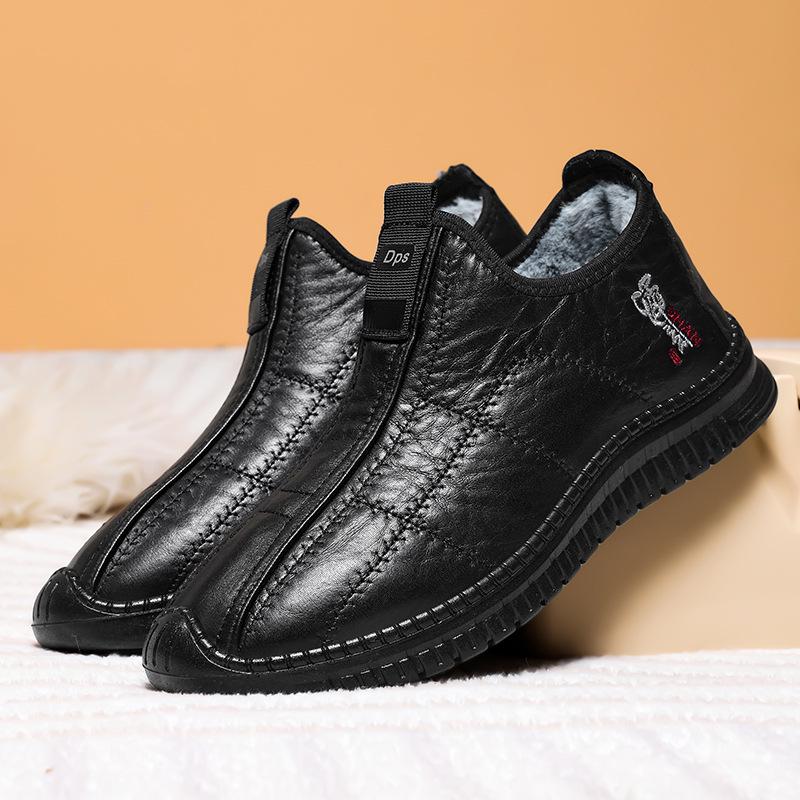 Herren Winter Baumwollschuhe mit Plüschfutter - Rutschfest, Verdickte Laufschuhe für ältere Menschen