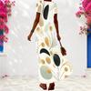 Women Plus Size V Neck Short Sleeve Black Floral Print Long Dress