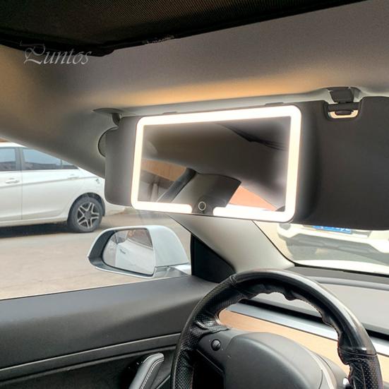 Sun Visor Makeup Mirror Car Vanity with 3 Light Modes Dimmable Touch Control Rechargeable Glare-Free LED