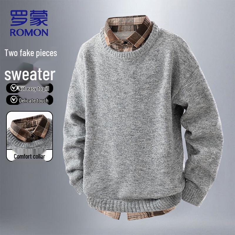 ROMON Men s Faux Two-Piece Knit Pullover 2XL