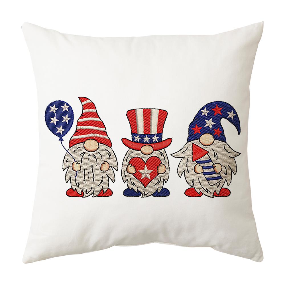 New Style Pillow Case Home Independence Day Pillow Case Red and Blue Letter Gnome Cushion