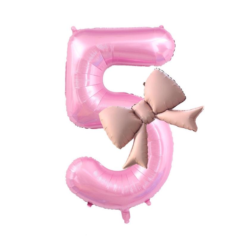 40 Inch Birthday Number Ballons Girls Princess Birthday Pink Bownot Balloons Wedding Party Ballons Jumbo Number Balloon