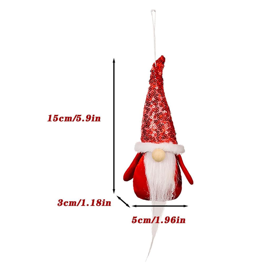 4PC Christmas Decoration Sequin Hat Forest Old Man Pendant Christmas Faceless Doll