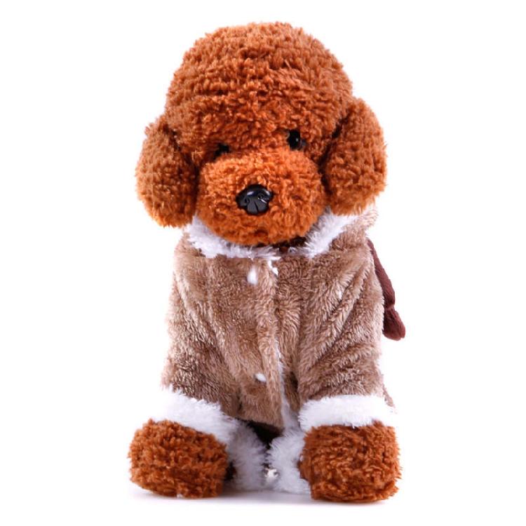 Pet Dog Clothes Winter Christmas Hoodie Soft Coat Button Closure for Small Dogs