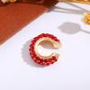 Retro Fashion C-Shaped Bling Ear Clips with Colored Diamonds - Trendy No-Pierce Earrings