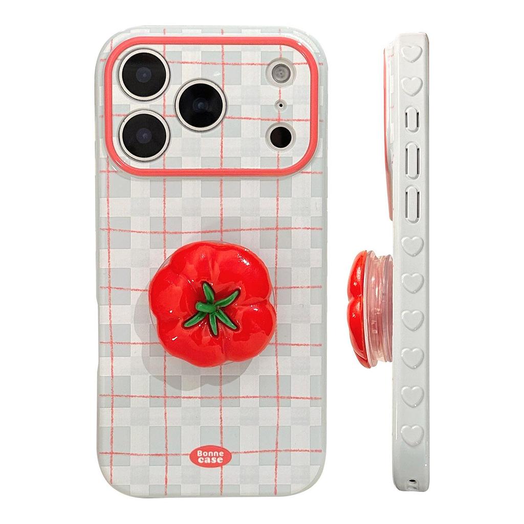 Creative Tomato Stand Phone Case for iPhone 16, iPhone 17, iPhone 17 Pro Max