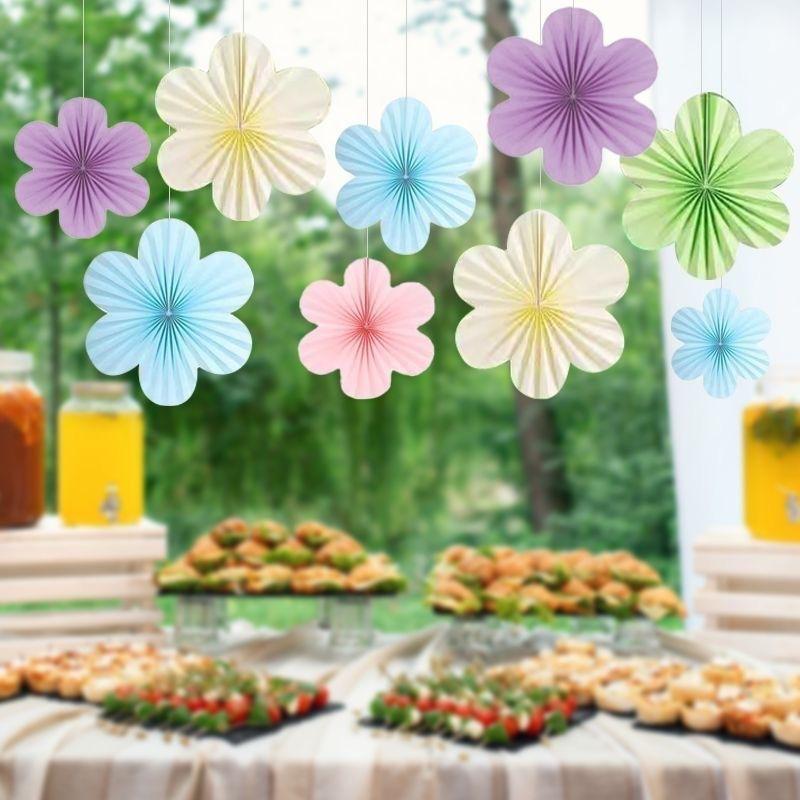 9 szt./zestaw Papierowe Kwiaty Dekoracje na Ścianę Papierowe Wentylatory Dekoracja Klasy Papierowa Florystyczna Tło Dekoracja Papierowe Wentylatory Dekoracja
