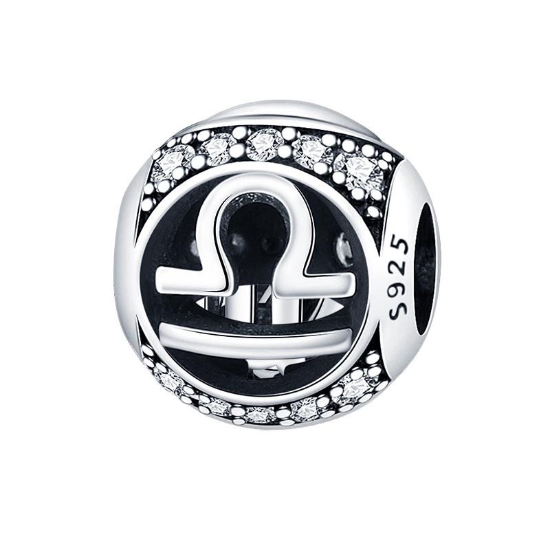 100% Copper 12 Constellation Abacus Series Charms Beads Fit Pan Original Bracelets Diy Jewelry Fine Making Gifts