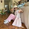 Large Capacity Flower Embroidery Vest Bag Fresh Color Shoulder Bag Vacation Tote Bag  Shopping