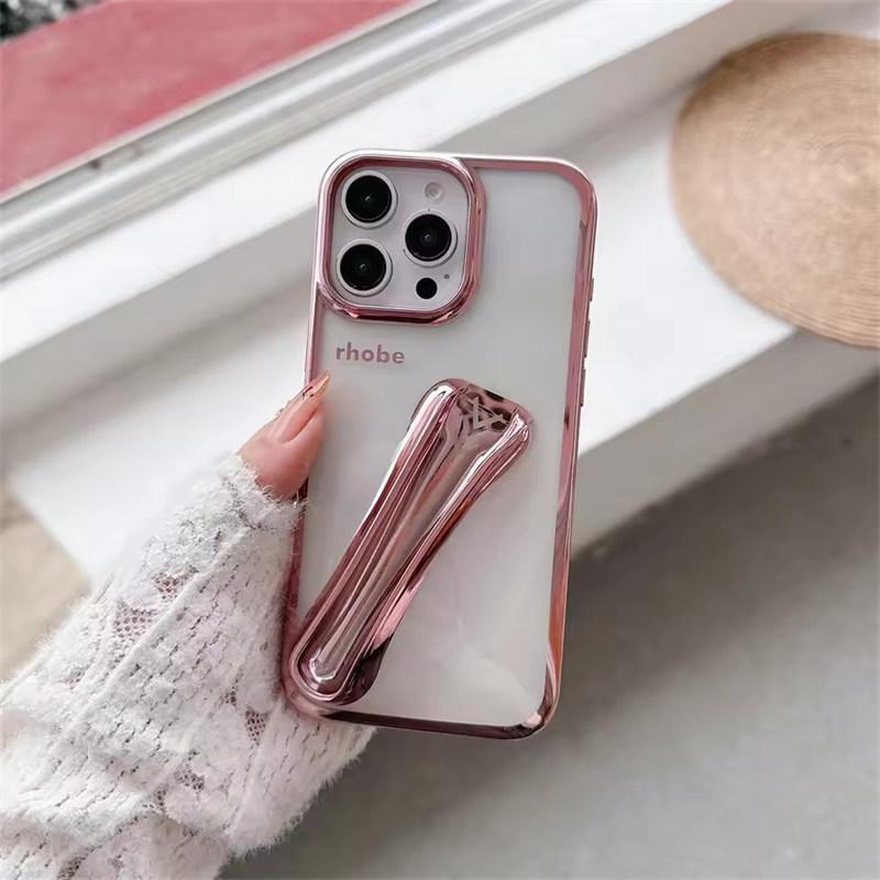 Luxury Plated Color Frame INS Lipstick Clear Case IPhone 16 15 14 13 12 11 Pro Max Portable Lip Gloss Holder Cover