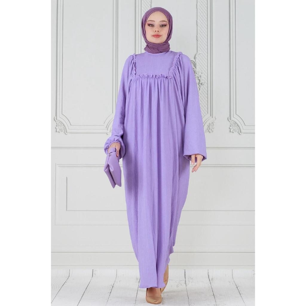 Ruffled Robe Wrap Dress-black