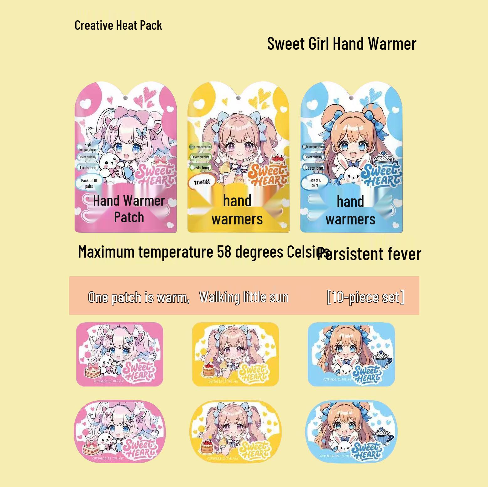 

2025 Cartoon Wearable Winter Hand Warmer Sleeve for Kids Two-Piece Set