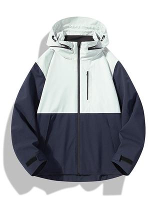 Couples' Windproof Waterproof Mountaineering Jacket with Hood - Loose, Casual Fit for Spring and Autumn Outdoors