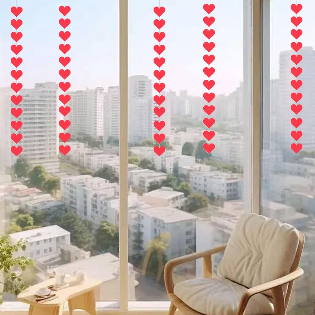 8Pcs Portable Valentine's Day Hanging Swirls Elegant Heart Ceiling Heart Streamers for Party and Home Decoration