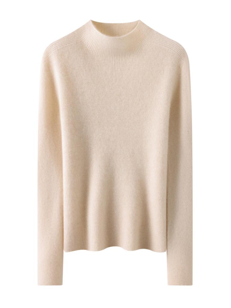 Seamless Pure Cashmere Slim-Fit Ribbed Sweater for Women - Autumn/Winter 2026 Half-High Neck