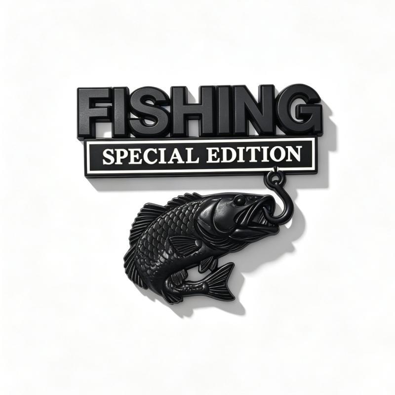 Metal Fishhook Badge Car Decal Special Fishing Edition Self-adhesive Sticker for Truck Van Fishing Lovers