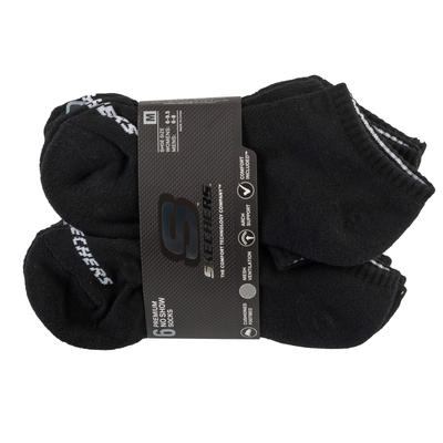 Skechers 6pk Unisex 1/2 Terry Crew, Unisex Black Socks