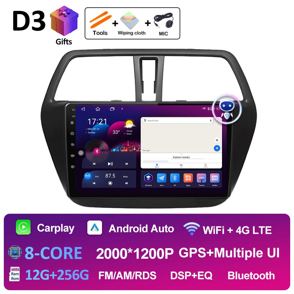 Smart System Android 14 For Suzuki SX4 S-Cross 2014 2015 2016 2017 Wireless Carplay Bluetooth QLED IPS Screen WIFI Auto Tools 4G