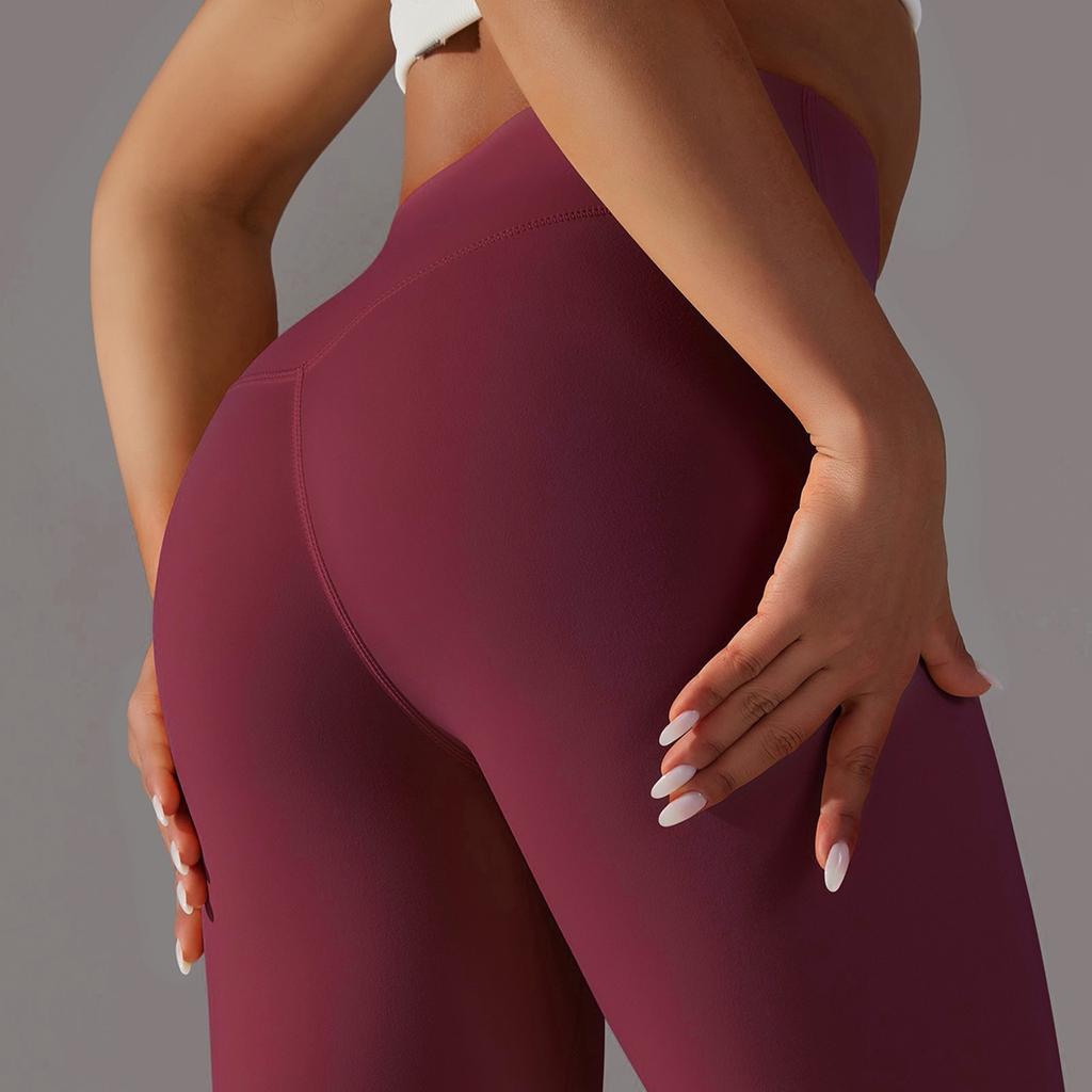 Women's Casual, Sexy And Comfortable Color Tight High-waist Elastic Sports Fitness Nine-point Yoga Pants