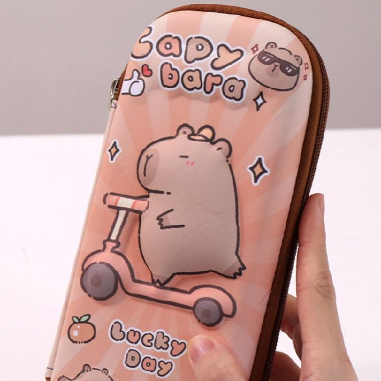 Lovely Capybara Pen Bag 3D Panda Pencil Case Large Capacity Pencil Box For Erasers Rulers Markers Storage