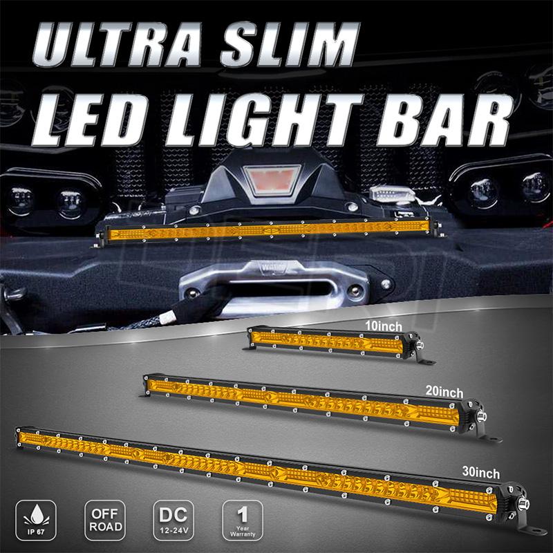 Slim 10'' 20inch LED Work Light Bar 12V 24V White Yellow Driving Fog Light for Jeep Trucks ATV Off Road 4x4 with Cable Remote
