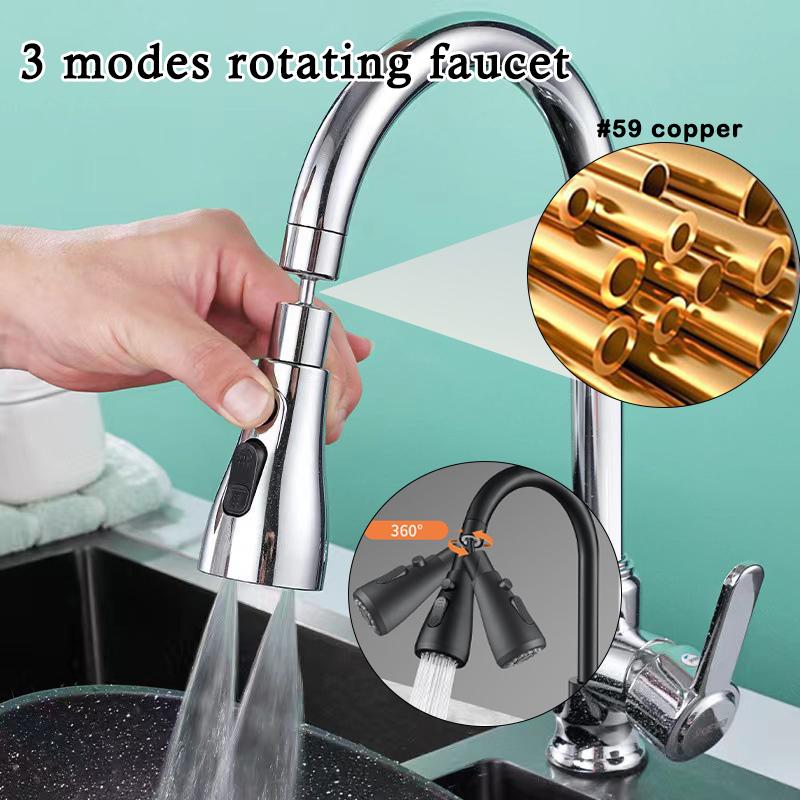 3 In 1 Kitchen Faucet Extender 360° Rotation Faucet Anti-Splash Boost Water Saving Tools Bathroom Replacement Spray Head