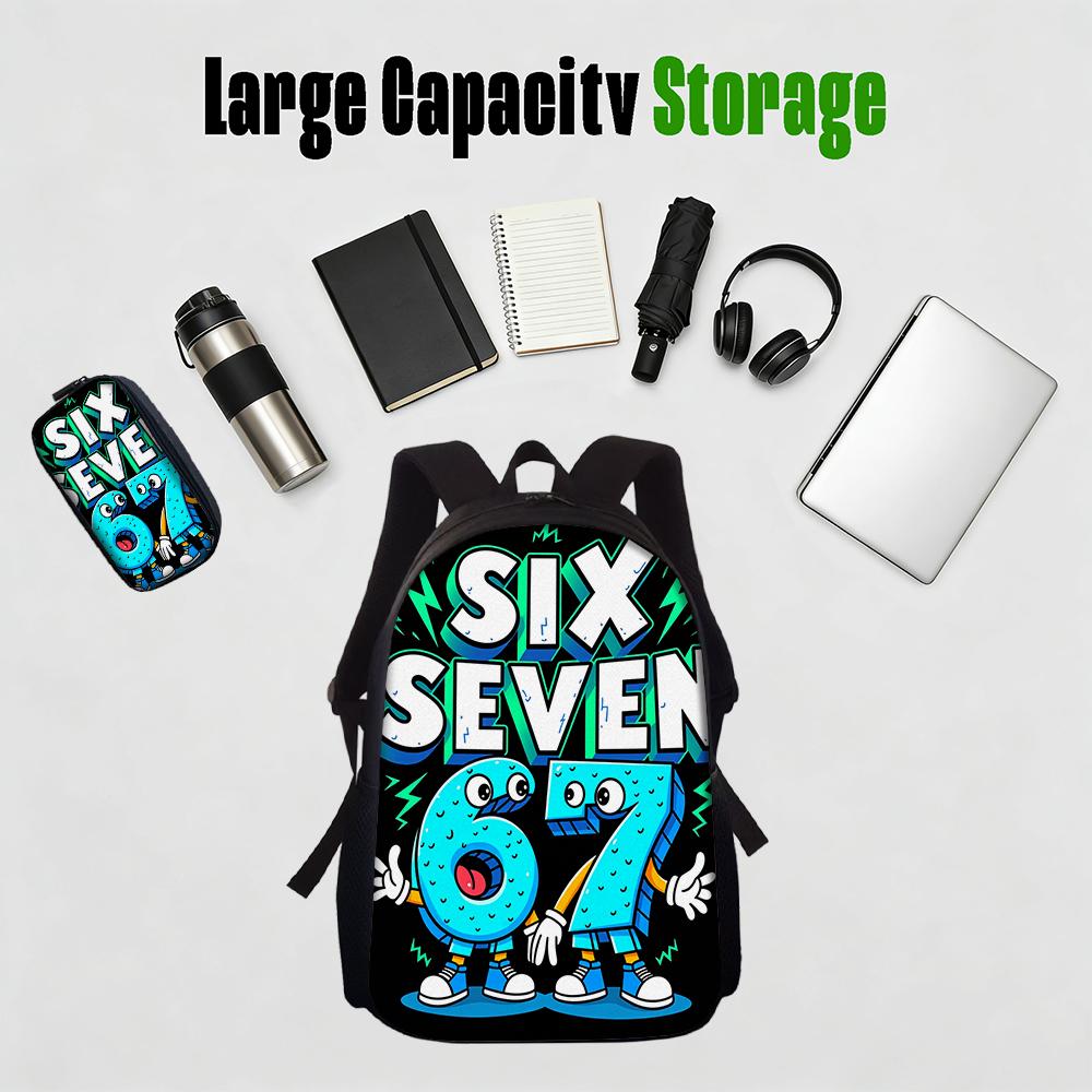 1/2/3/4/5PCS Numbered 6&7 Pattern Backpack Set | The Perfect Choice for School & Travel