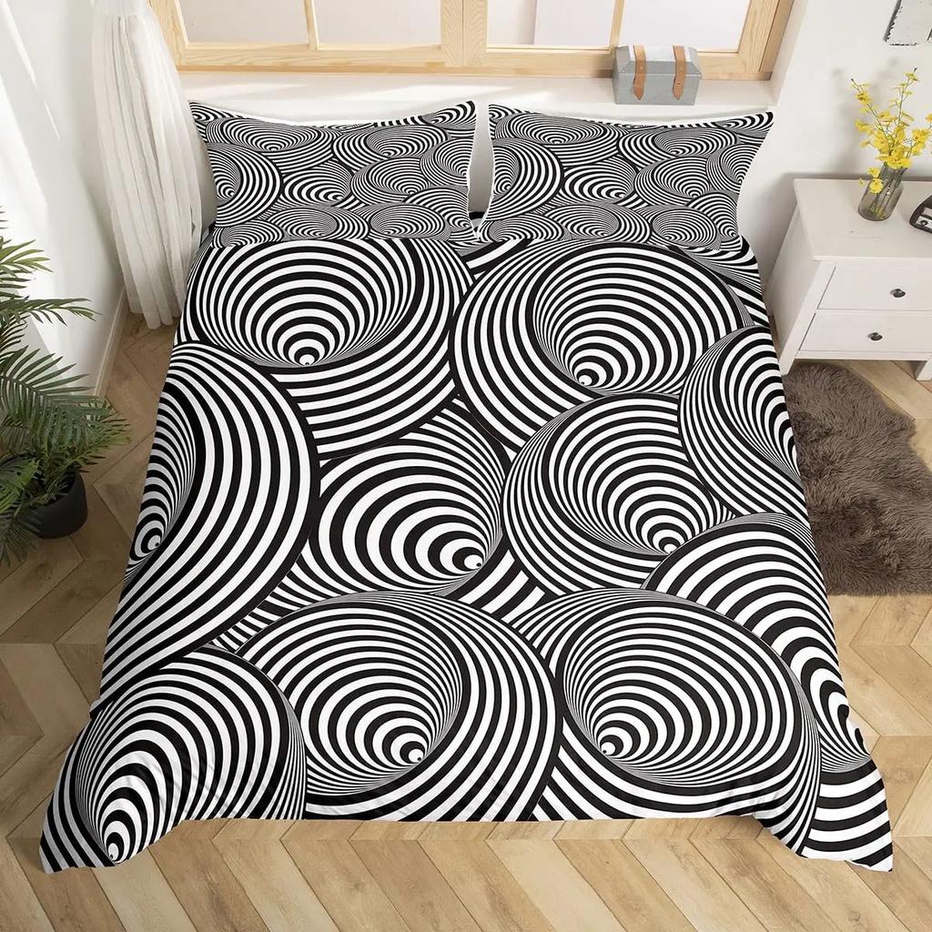 Visual Space Bedding Set Abstract Geometric Duvet Cover Set Colorful Art Comforter Cover Geometry Bedspread Cover Full King Size