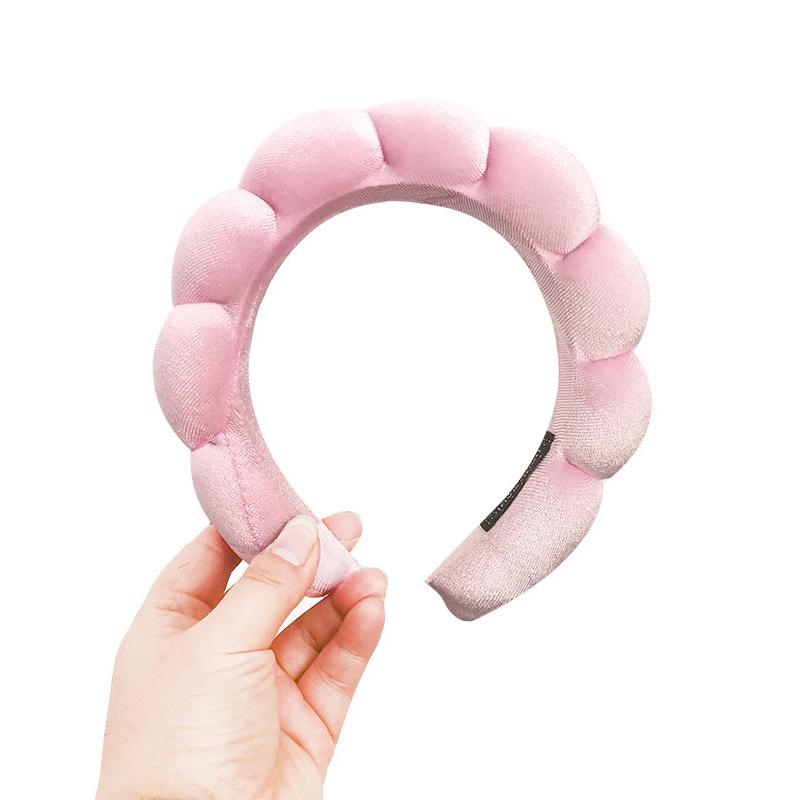 Solid Color Cloud Sponge Headband Washing Scrunchies Puffy Headband Washing Face Makeup Shower Skincare Hair Band
