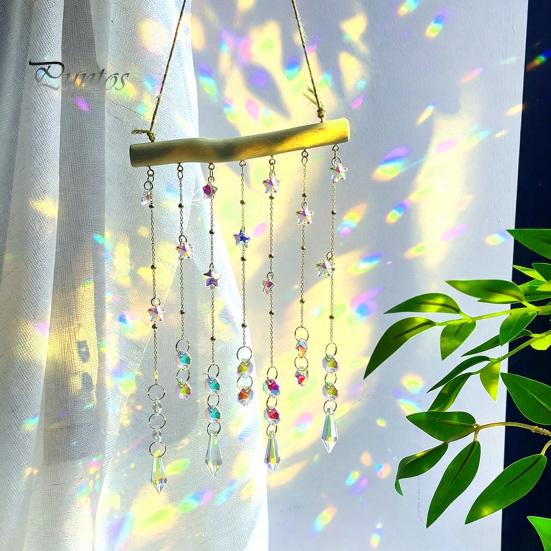 Elegant Birthday Present Crystal Wind Chime Pendant, Glittering Sun Catchers with Long Decorative Balcony Ornament Tassel, Sophisticated Hanging