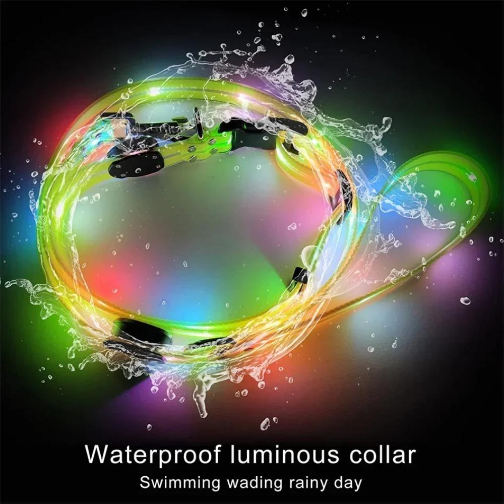 Glowing Dog Led Light Collar Rechargeable Luminous Dog Collar Dog Collar Leash  For Night Walking
