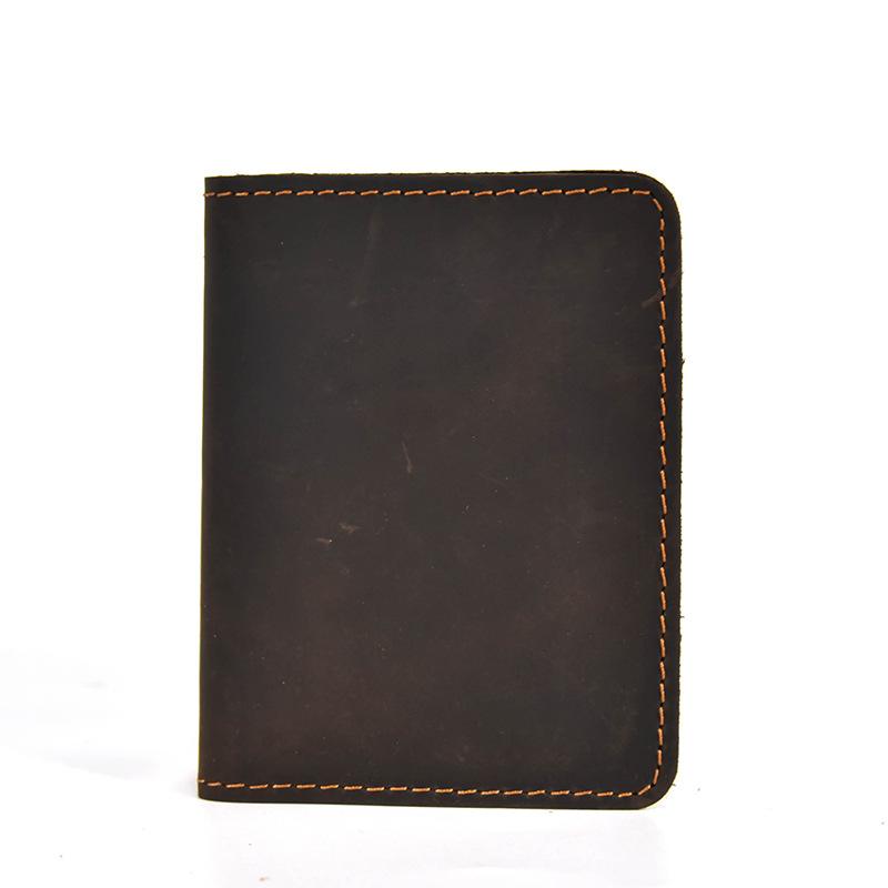 Leather Short Wallet Retro Leather Durable Men'S Wallet Crazy Horse Leather Document Wallet Simple Card Bag Driver'S License
