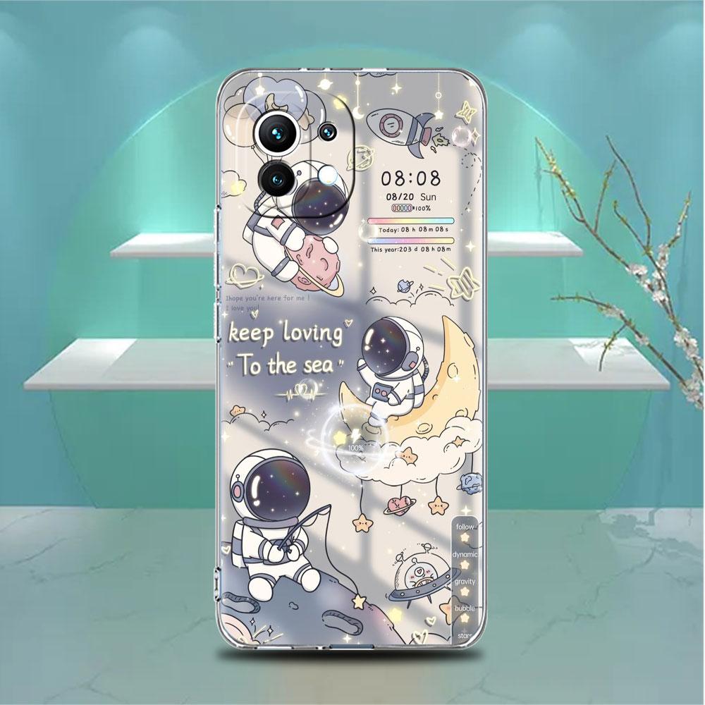 

Прозрачный чехол с рисунком астронавта для Xiaomi Mi Poco X3 NFC M3 Pro F3 F1 11 Lite 12 Note 10 11T 9T, прозрачный чехол для телефона Xiaomi Poco F3