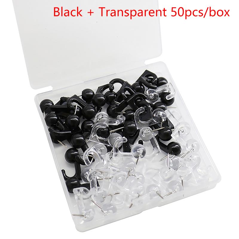 50 Stück Schwarz Transparent Kunststoffköpfe Reißzweckenhaken Dekorative Reißnägel Haken Rückseite Reißnägel Haken für Korkwand