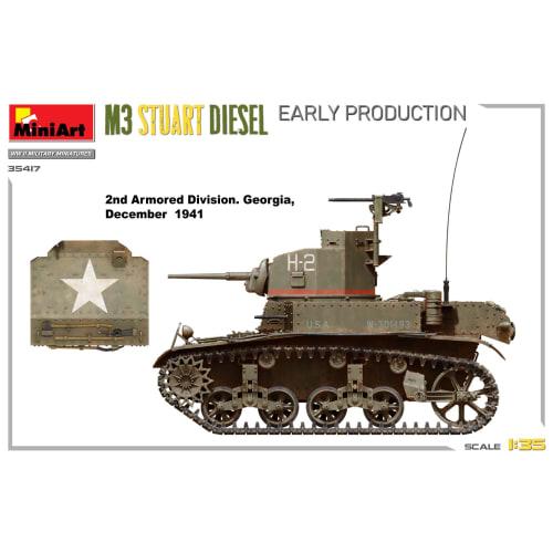 Miniart 1/35 M3 Stuart Early Diesel Plastic Model Kit MA35417 (Tank)