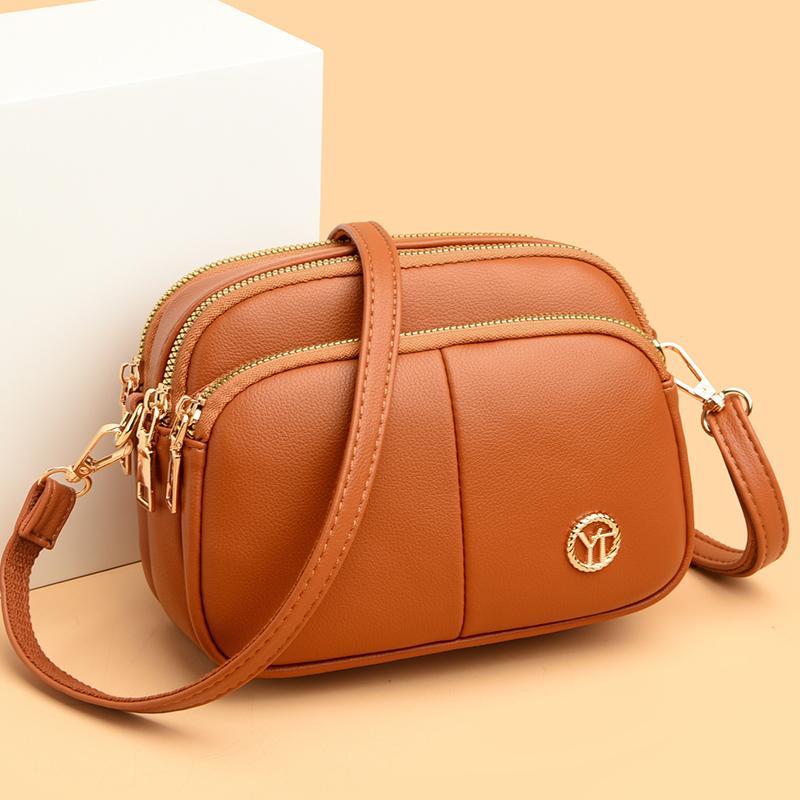 Fashion Brand Crossbody Bag for Women Solid Color PU Leather Small Shoulder Bags Luxury Designer Female Zipper Handbag and Purse