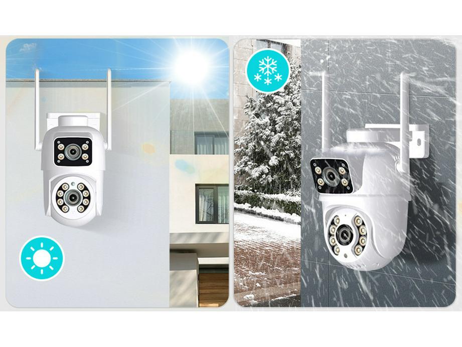 4MP HD Outdoor WiFi Dual-Lens Surveillance Camera with AI Tracking & Warning Light Alarm