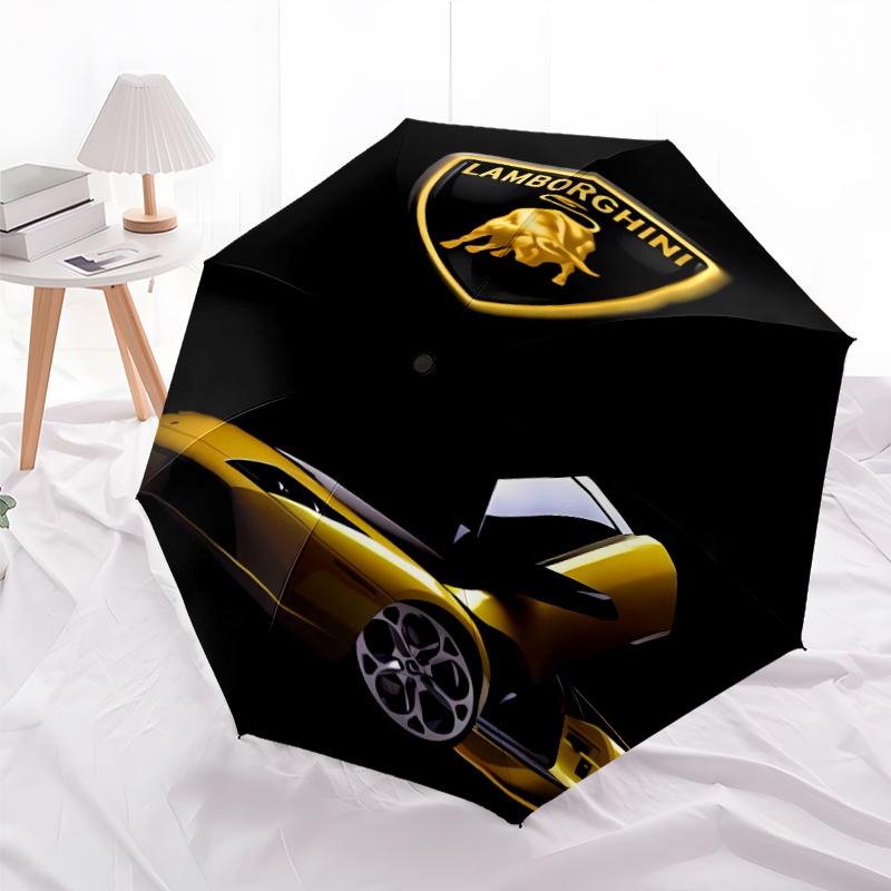 Printed L-Lamborghini logo Folding Umbrella,Outdoor,Leisure,And Travel Umbrella,Durable Umbrella Fabric,Birthday And Holiday Gift