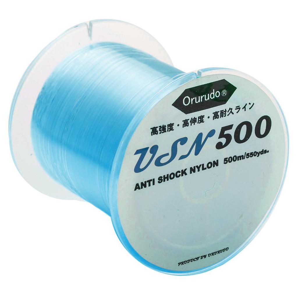 Orurudo Fishing Tackle Nylon Line USN500, Anti-Shock Nylon [Ultra Soft Nylon], High Elongation, High Strength, and Durability, Line Color Blue, Size