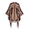 Scottish Classic Plaid Tassel Thick Warm Split Shawl Cape