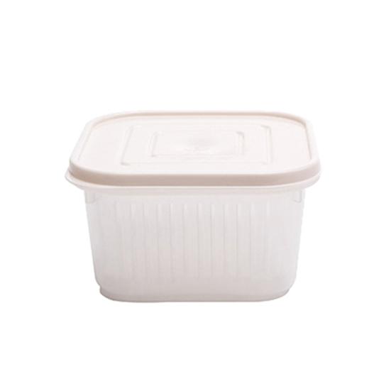 

Квадратный двухслойный герметичный ящик для хранения фруктовых продуктов, контейнер для слива сита бежевый