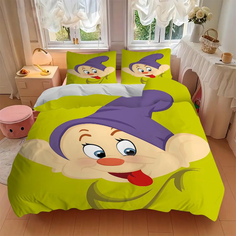 3pcs Dopey Cartoon Printed Quilt Set Soft and Comfortable Quilt Cover for Bedroom, Guest Room W047