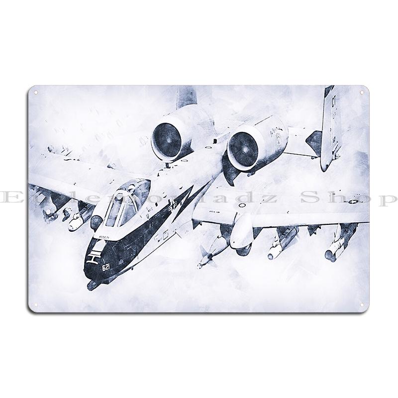 A-10 Warthog Design by Zane A10 Warthog Fairchild Thunderbolt USAF Fighter Aircraft Metal Create Living Room Pub Tin Sign Poster